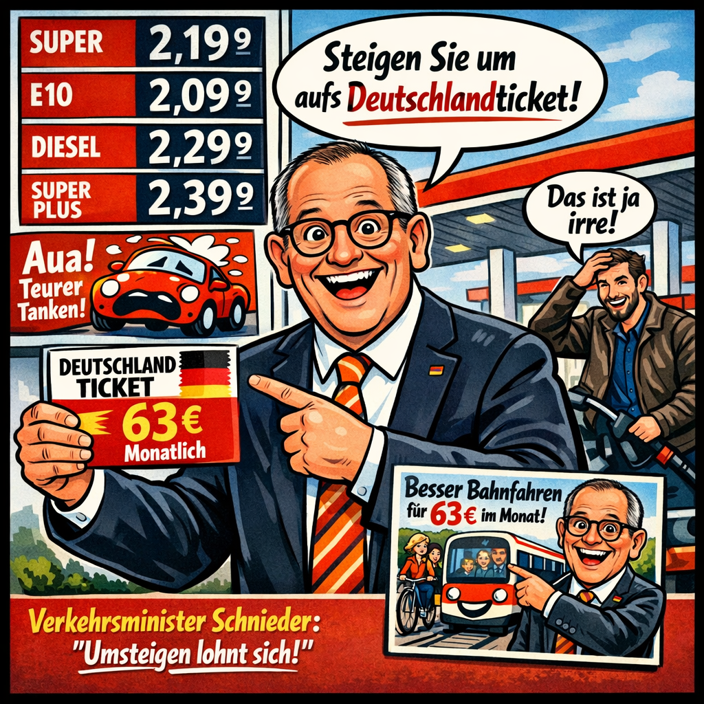 Angesichts der hohen Kraftstoffpreise verweist Bundesverkehrsminister Schnieder auf die Bahn.